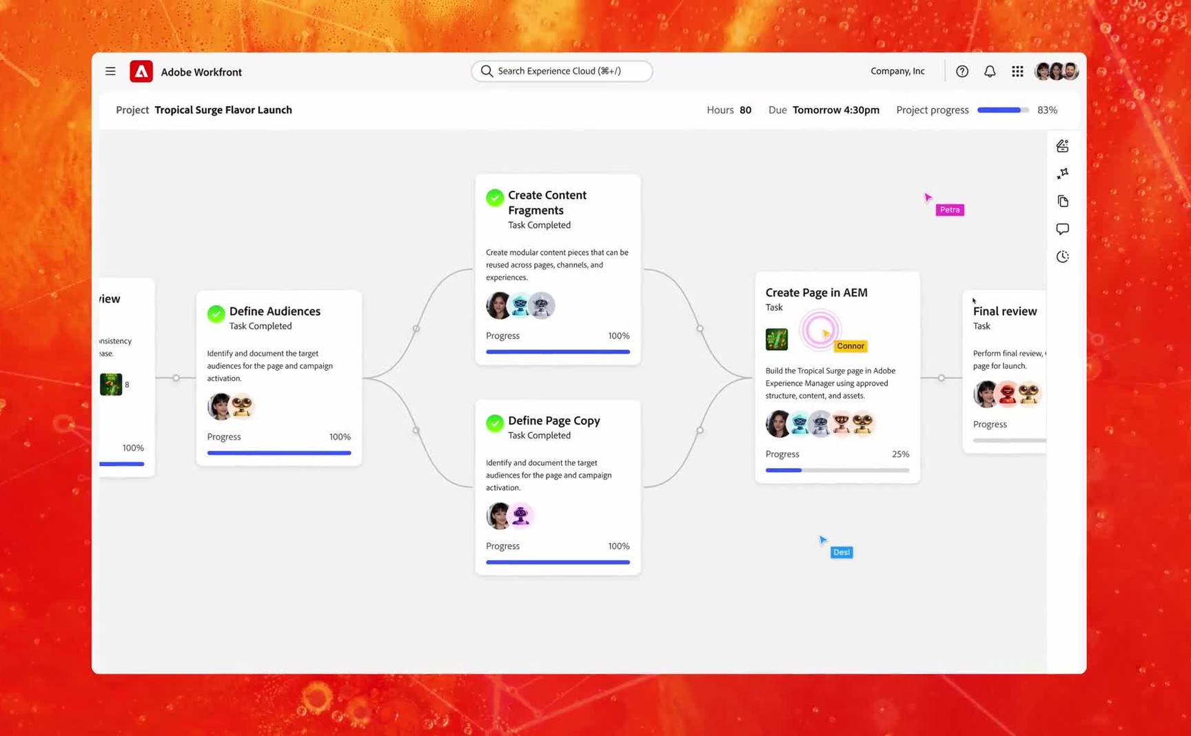 AI Collaborators — human and AI assignees on one project plan, from the hero video