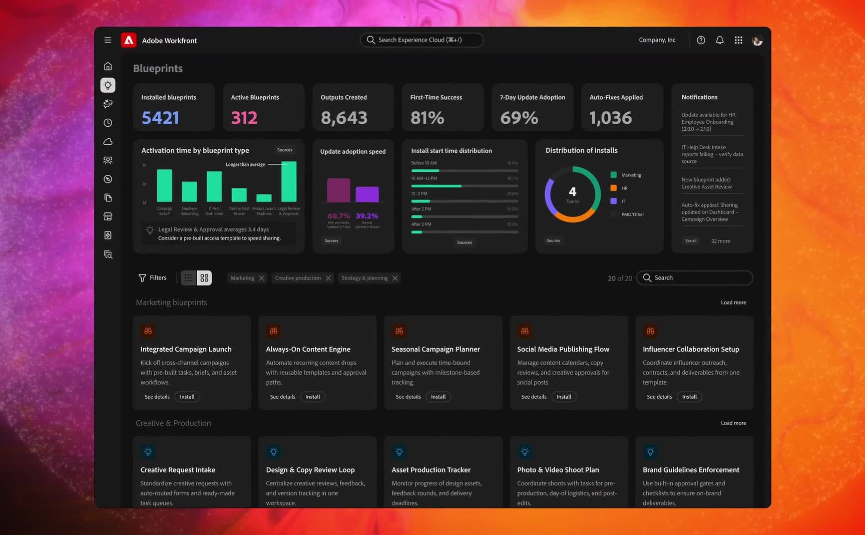 Workfront Blueprints — the Blueprints dashboard, from the hero video