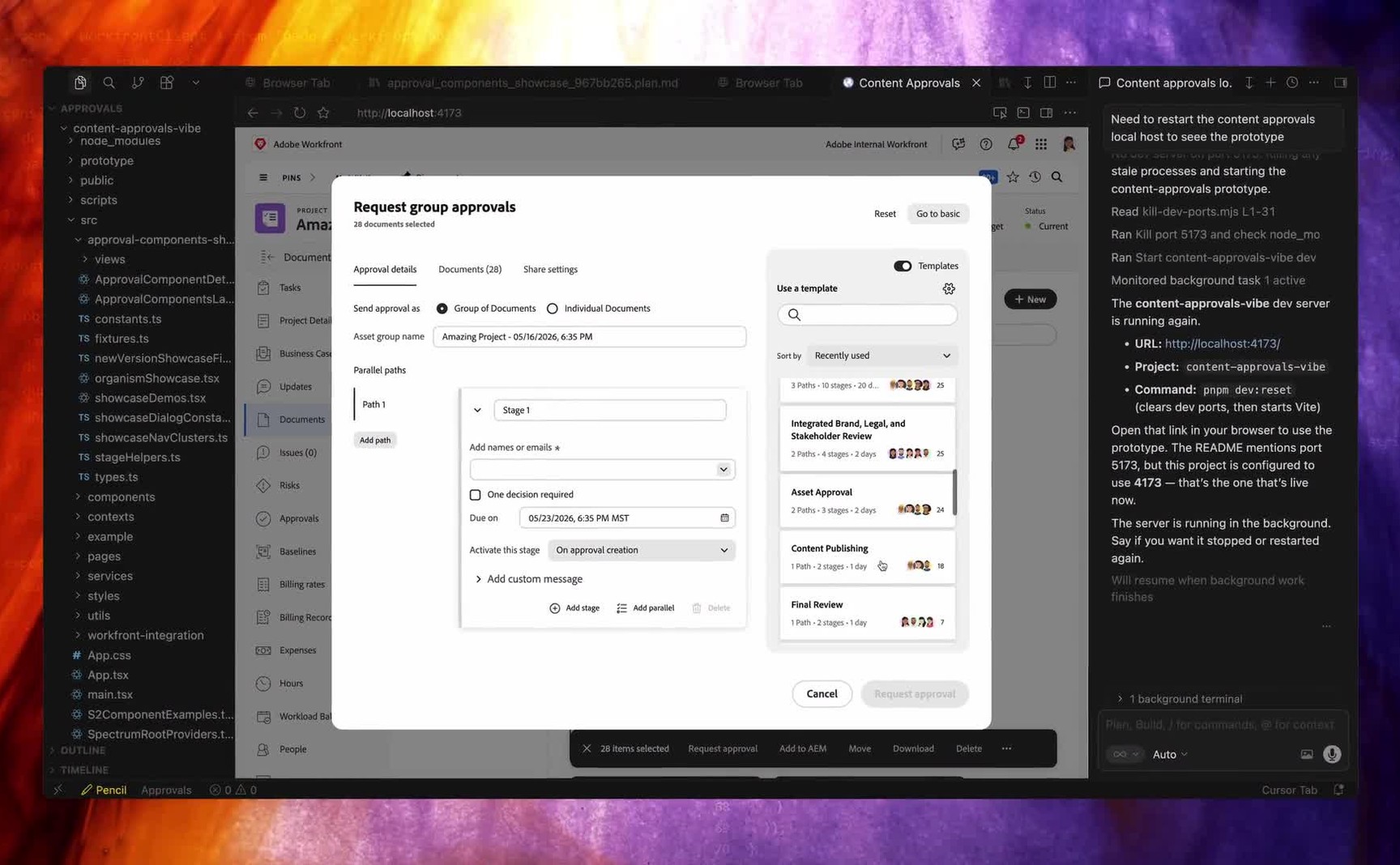 Unified Approvals — a group approval request, from the hero video